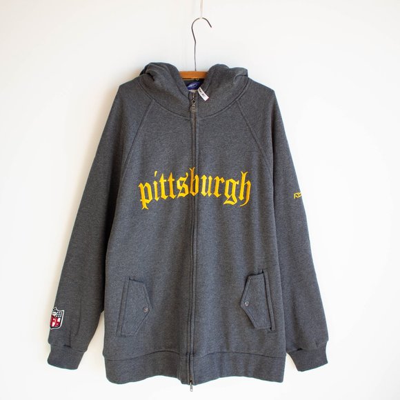 NFL Pittsburgh Steelers Grey Reebok Hoodie - Picture 1 of 9